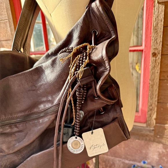 Free People Harlow Leather Bucket Backpack w/Coin & Pouch Bag Charm! - Picture 2 of 16